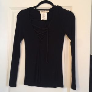 Lace up long sleeve shirt